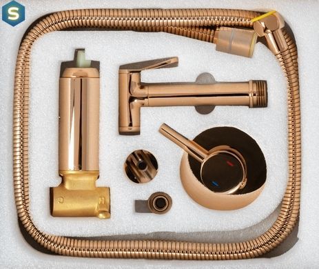 Набор гигиенического душа скрытого монтажа Rea Loop rose gold REA-B6523, Теплый закат