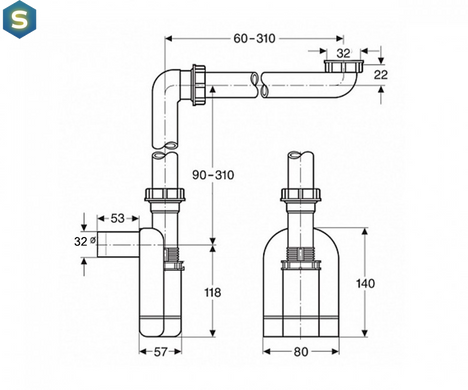Сифон для шкафчика Laufen H8942400000001, Белый