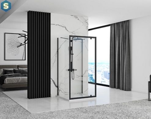Душова кабіна Rea Rapid Swing 120x90 black пристінна REA-KPL-009962, Черный матовый, Універсальна, прозорий, чорний матовий