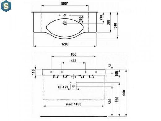 Умывальник 120х51 Laufen Palace H8117040001041, Белый