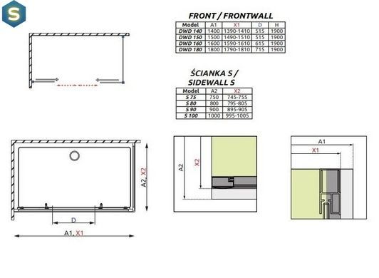 Душова кабіна Radaway Premium Plus DWD+S 180x90 скло коричневе 33373-01-08N + 33403-01-08N