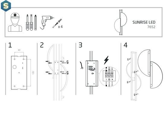 Светильник Nowodvorski 7652 Sunrise LED 1x12W 3000K 520mLm IP20 Bl