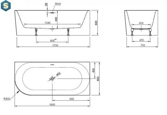 Ванна акриловая отдельностоящая Knief Fresh 180x80 0100-230-06