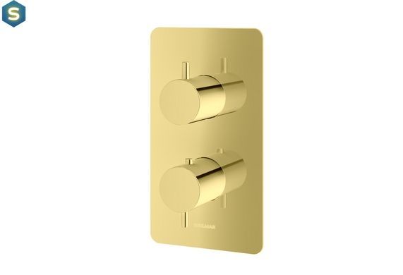 Душева система Kohlman Axel 25 gold з термостатом + BOX прихованого монтажу KPL-QW432AGD25, Золотий