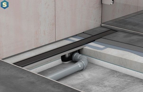 Канал з вертикальним фланцем ACO ShowerDrain C Black 9010.91.23 (785 мм), низький сифон