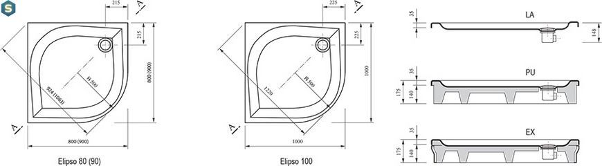 Душевой поддон Ravak Elipso-80 EX белый A224401310