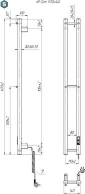 Электрический полотенцесушитель HF Slim 1170x140 black matte 3.164.045618.BM, Черный матовый, нижнее, Электронный