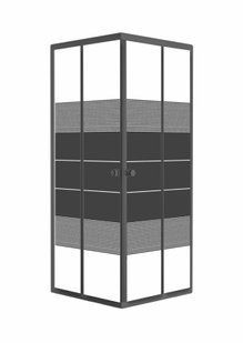 Душевая кабина квадратная RJ Velum 90x90 раздвижная стекло Black Linia 4 мм без поддона black matt 90BRZ082Linia, Черный матовый, черный матовый