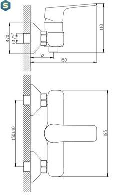 Змішувач для душу Koller Pool Kvadro Start чорний матовий KS0400B, Черный матовый