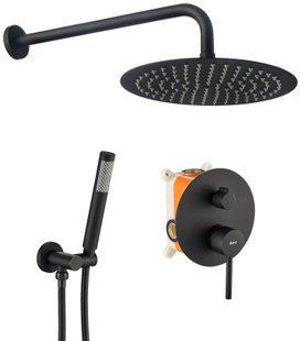 Душова система прихованого монтажу Rea Lungo black + BOX чорний матовий REA-P4100, Черный матовый