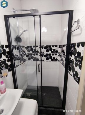 Душові двері Dusel EF185B Black Matt 140x190, прозорий, чорний матовий