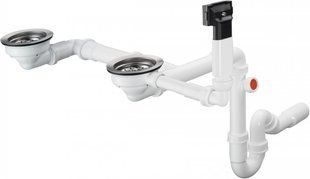 Сифон із переливом для мийки з композиту Hansgrohe D17-10 на дві чаші 43928000