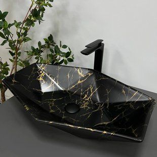 Умивальник (раковина) VBI VENEZIA MARBLE BLACK MATT накладний, Мармур