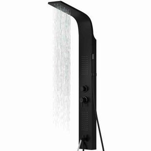 Душевая панель Corsan Alto black LED с изливом и термостатом A017TBLLEDW, Черный матовый