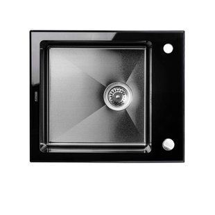 Кухонная мойка Platinum Handmade PVD Black Glass 600x510x200 мм, Черный/золото