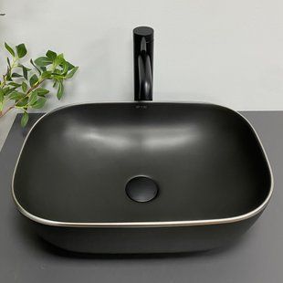 Умывальник VBI Ravenna black matt silver edge накладний VBI-011229, Черный матовый