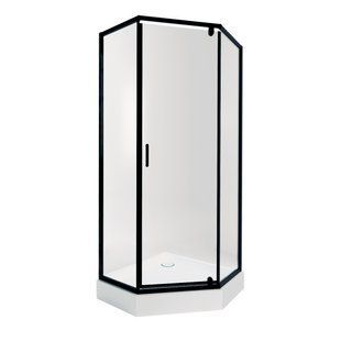 Набор: Qtap душевая кабина Scorpio BLA10995-AC6 Clear 2120x900x900 мм + поддон Diamond 309912 90x90x12 см с сифоном, Черный/золото, Универсальная, прозрачный