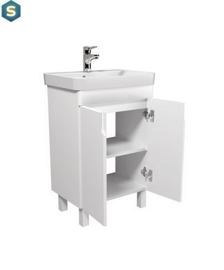 Тумба Мойдодир Simple White 55-U з умивальником River 55 біла універсальна, Білий