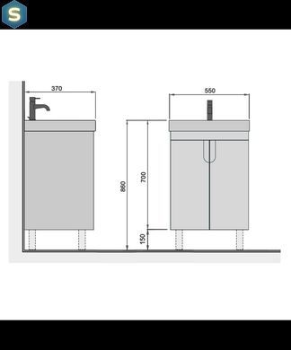 Тумба Мойдодир Simple White 55-U з умивальником River 55 біла універсальна, Білий