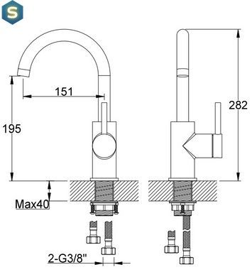 Смеситель для кухни Kohlman Axel graphite QB150AG, Графит