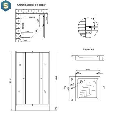Набір: Lidz душова кабіна Wawel SC80x80.SAT.LOW.FR, скло Frost 4 мм + піддон Mazur, Хром матовий, Універсальна, матовий