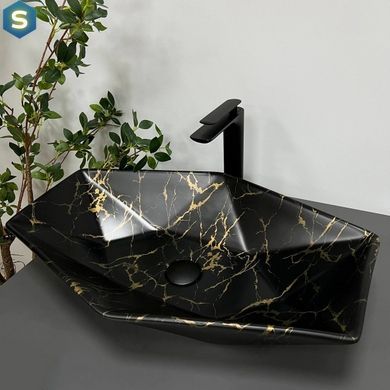 Умивальник (раковина) VBI VENEZIA MARBLE BLACK MATT накладний, Мармур