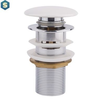 Донный клапан для раковины Qtap F0081 70х70х120 White с переливом, Белый