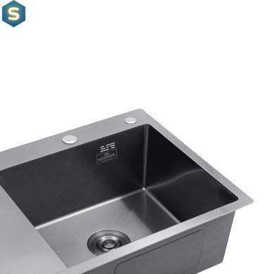Кухонна мийка Kroner KRP Schwarze - 7849RHM PVD (3,0/1,0 мм) CV025279, Чорний/золото