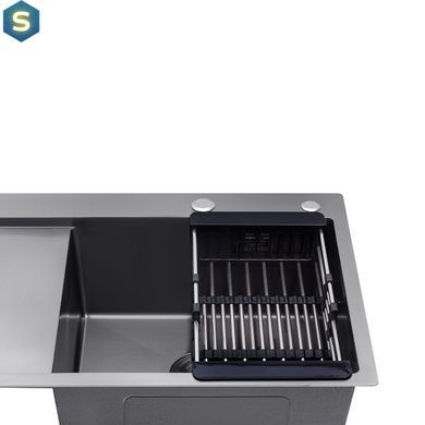 Кухонна мийка Kroner KRP Schwarze - 7849RHM PVD (3,0/1,0 мм) CV025279, Чорний/золото