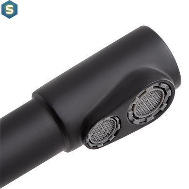Змішувач для кухні на дві води Wezer PRO4C-02-BLACK, нержавіюча сталь, чорний, Черный матовый