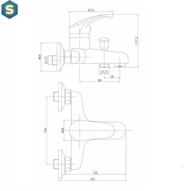 Змішувач для ванни RJ Smart хром RJFA050-03CH, Хром