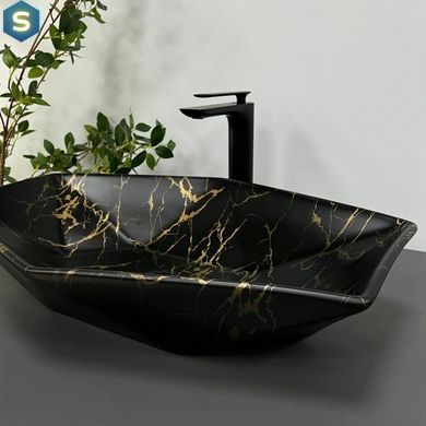 Умивальник (раковина) VBI VENEZIA MARBLE BLACK MATT накладний, Мармур