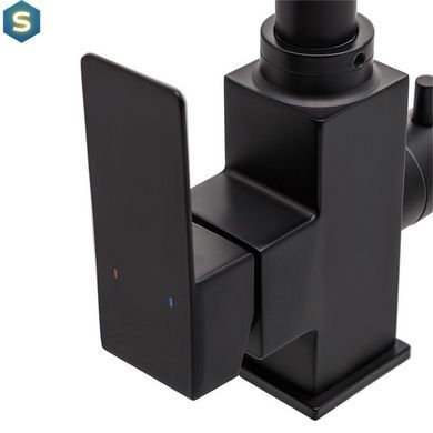 Змішувач для кухні на дві води Wezer PRO4C-02-BLACK, нержавіюча сталь, чорний, Черный матовый