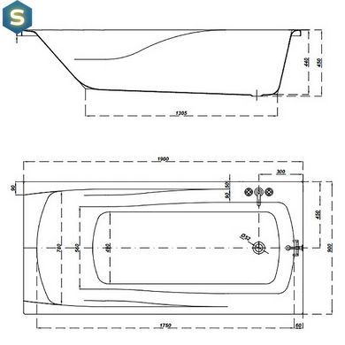 Ванна акрилова Cersanit Zen 190x90 з кріпленням і ніжками S301-223