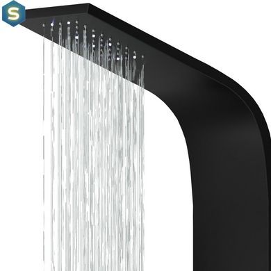 Душова панель Corsan Alto black LED з виливом та термостатом A017TBLLEDW, Черный матовый
