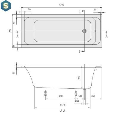 Ванна акриловая Villeroy & Boch Omnia Architectura 170x70 UBA177ARA2V-01
