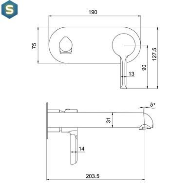 Смеситель для умывальника скрытого монтажа Gappo G1003-26, черный/хром, Черный матовый