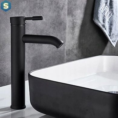 Змішувач для умивальника Rea Graff black високий REA-B8665, Чорний/золото