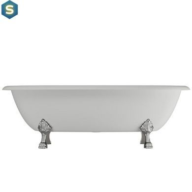 Ванна окремостояча глянцева Amidicon Olimpia 180x90 біла з литого каменю срібні ніжки OLIMPIA_180_nizhk-s_HL, Білий