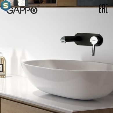 Смеситель для умывальника скрытого монтажа Gappo G1003-26, черный/хром, Черный матовый
