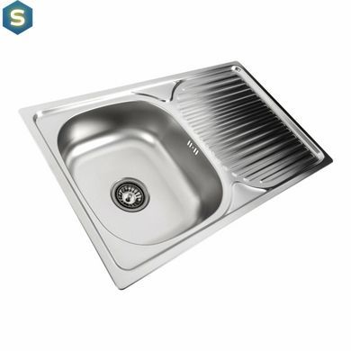 Кухонная мойка из нержавеющей стали прямоугольная Platinum декор 7848 (0,8/180 мм), R, Decor