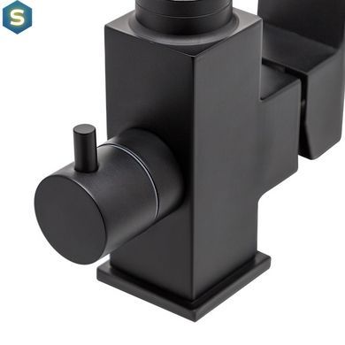 Змішувач для кухні на дві води Wezer PRO4C-02-BLACK, нержавіюча сталь, чорний, Черный матовый