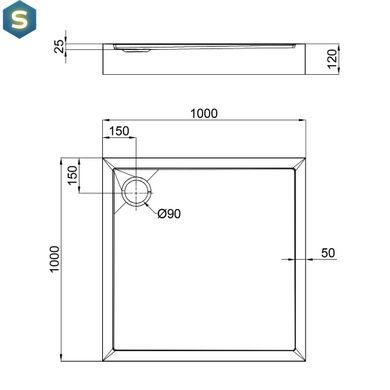 Душовий піддон Qtap Tern 301112 100x100x12 см + сифон, Білий