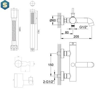 Змішувач для ванни Kohlman Axel black настінний KPL-QW110AB, Черный матовый