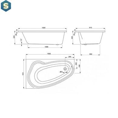 Ванна акриловая Devit Aurora 150x90 см левая 15090132NL