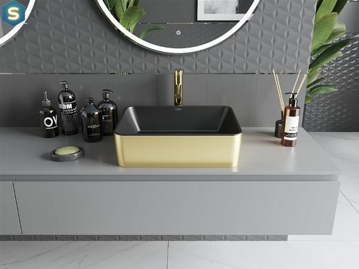 Умывальник Mexen Catia gold black matt накладной MEX-21314876, Золотой