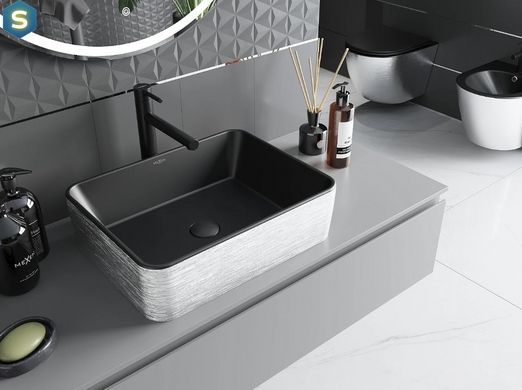 Умивальник Mexen Catia silver brushed black накладний MEX-21314873, Хром