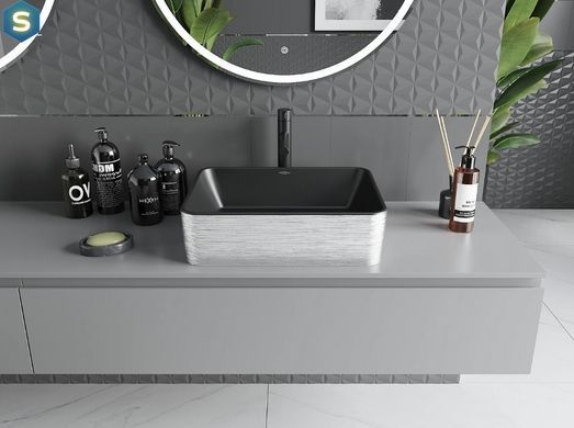 Умивальник Mexen Catia silver brushed black накладний MEX-21314873, Хром