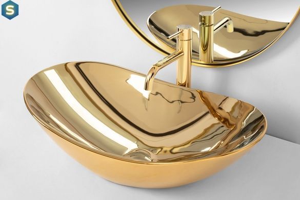 Умивальник Rea Royal gold накладний золотий REA-U4545, Золотий