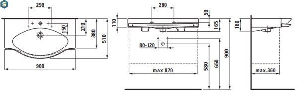Умывальник 90х51 Laufen Palace H8127020001041, Белый
